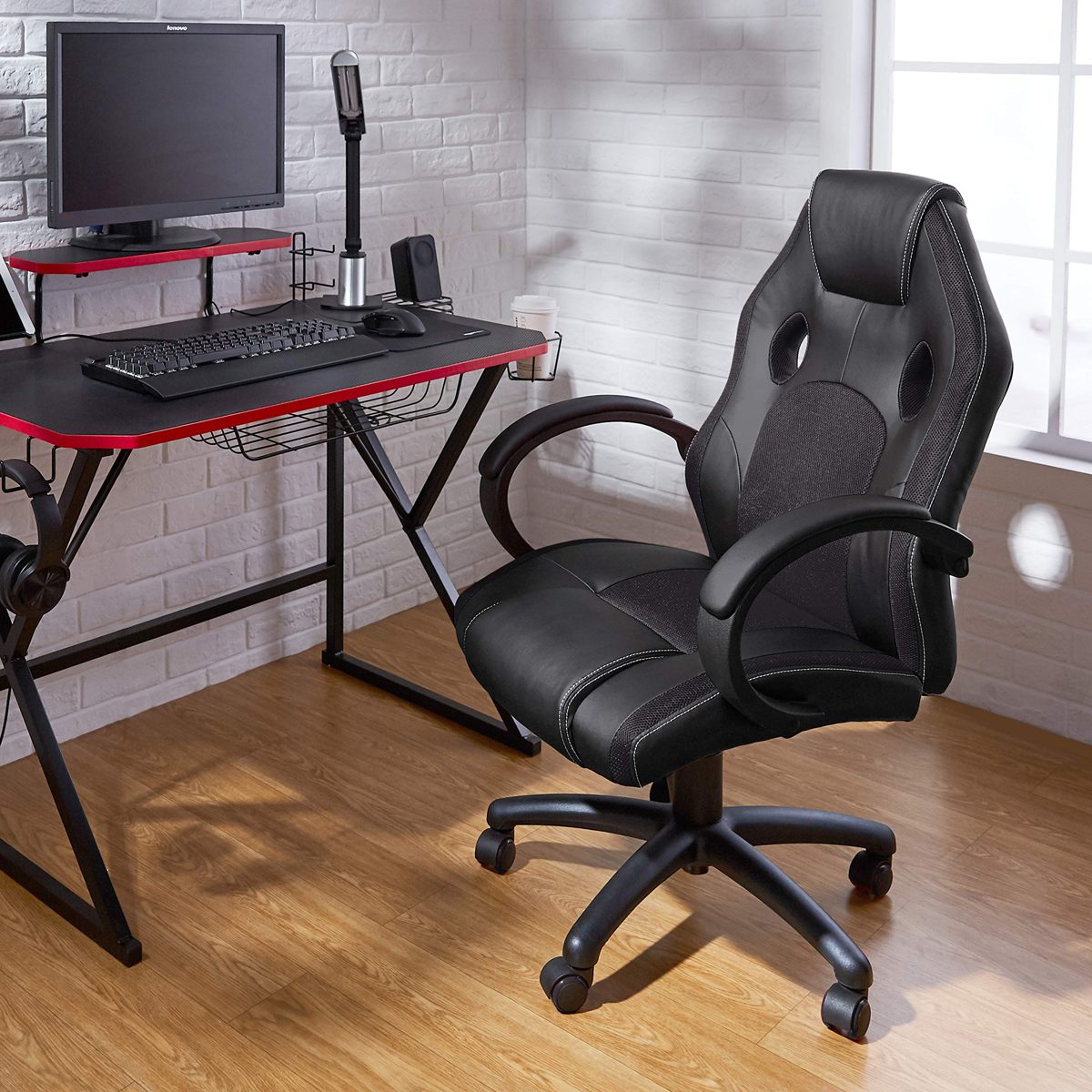 AmazonBasics Executive Sports Chair with Adjustable Height and Armrests
